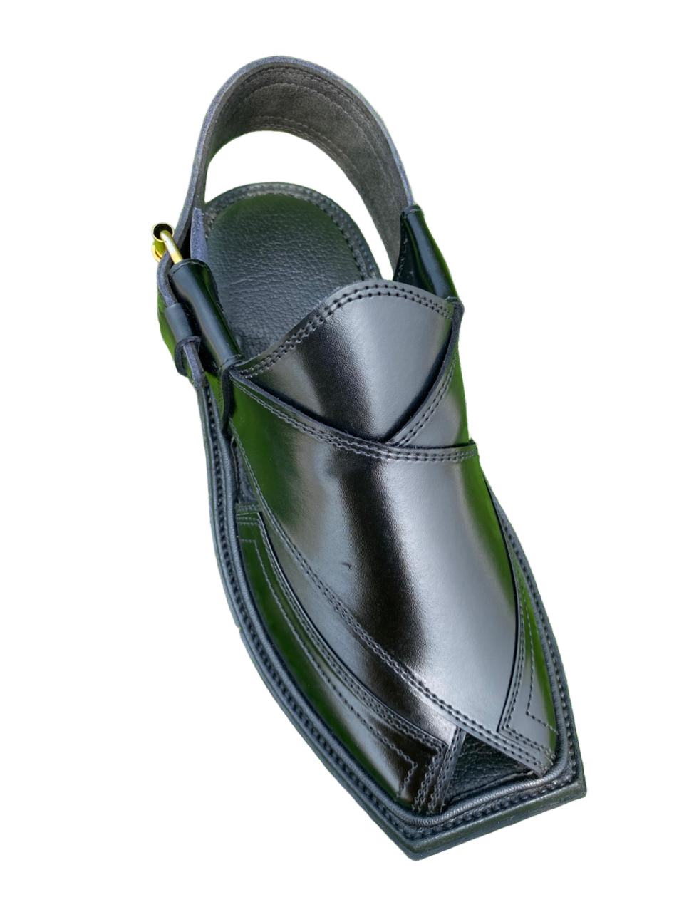 Black (T) shape peshawari chappal