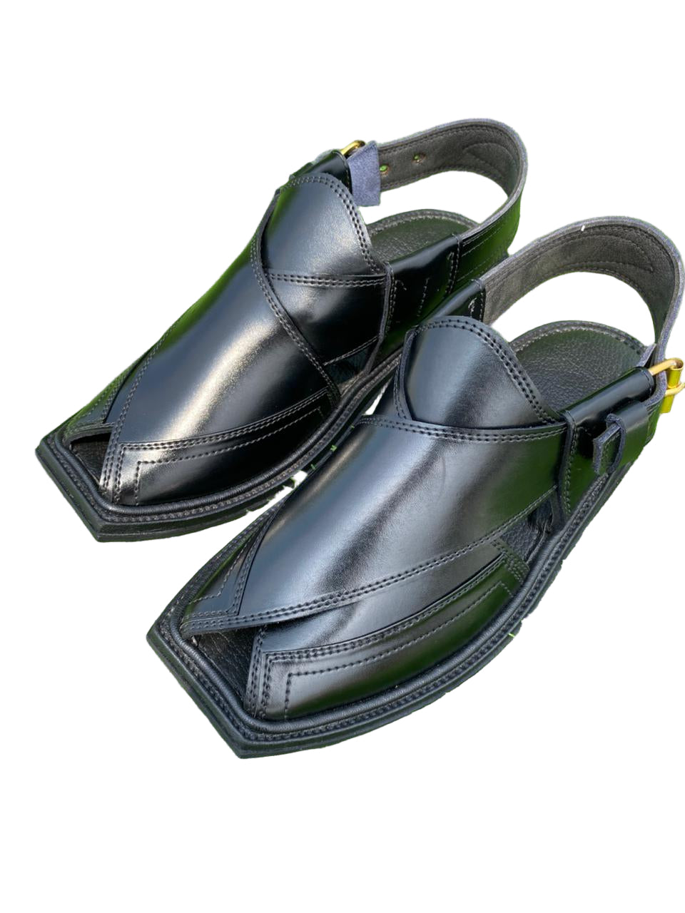 Black (T) shape peshawari chappal