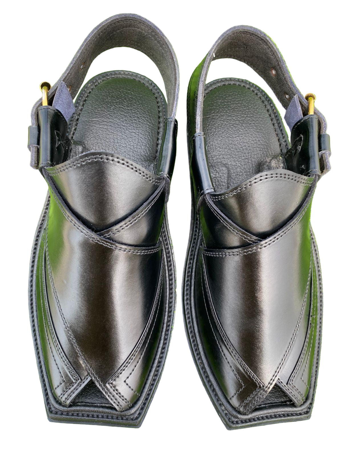 Black (T) shape peshawari chappal