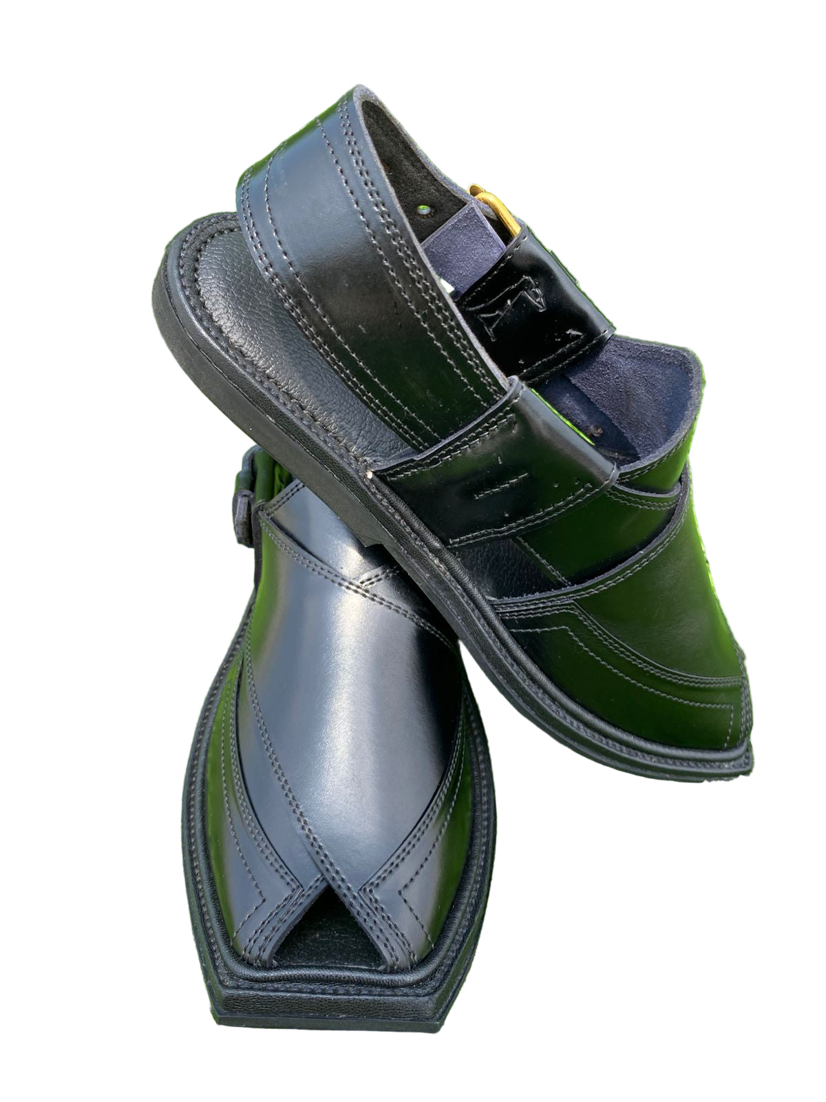 Black (T) shape peshawari chappal